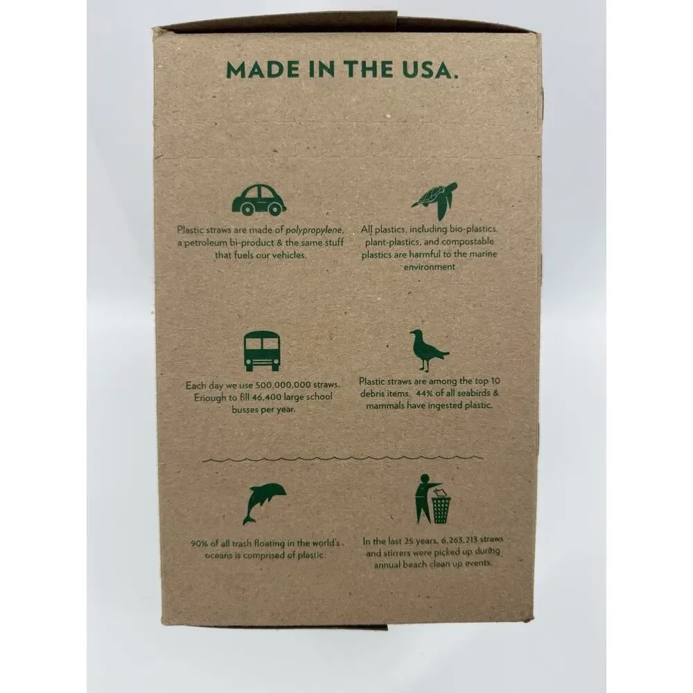 Aardvark Black Paper Compost able Drinking Straws 600 X2 Open Box 7.75 Inches